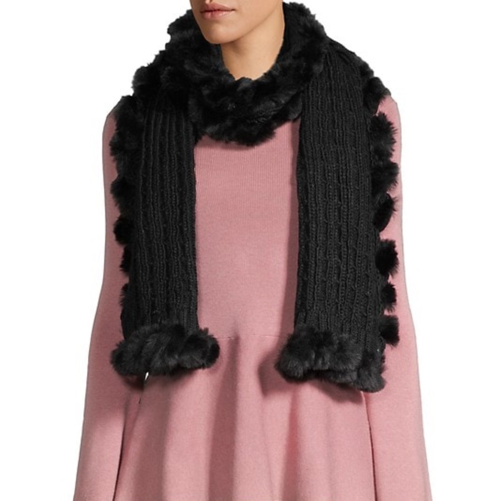 VINCE CAMUTO ​Faux Fur-Trim Cable-Knit Scarf, NWT!!!!!!